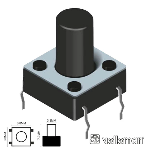 COMUTADOR MICRO SWITCH 6x6MM ALTURA 7MM VELLEMAN