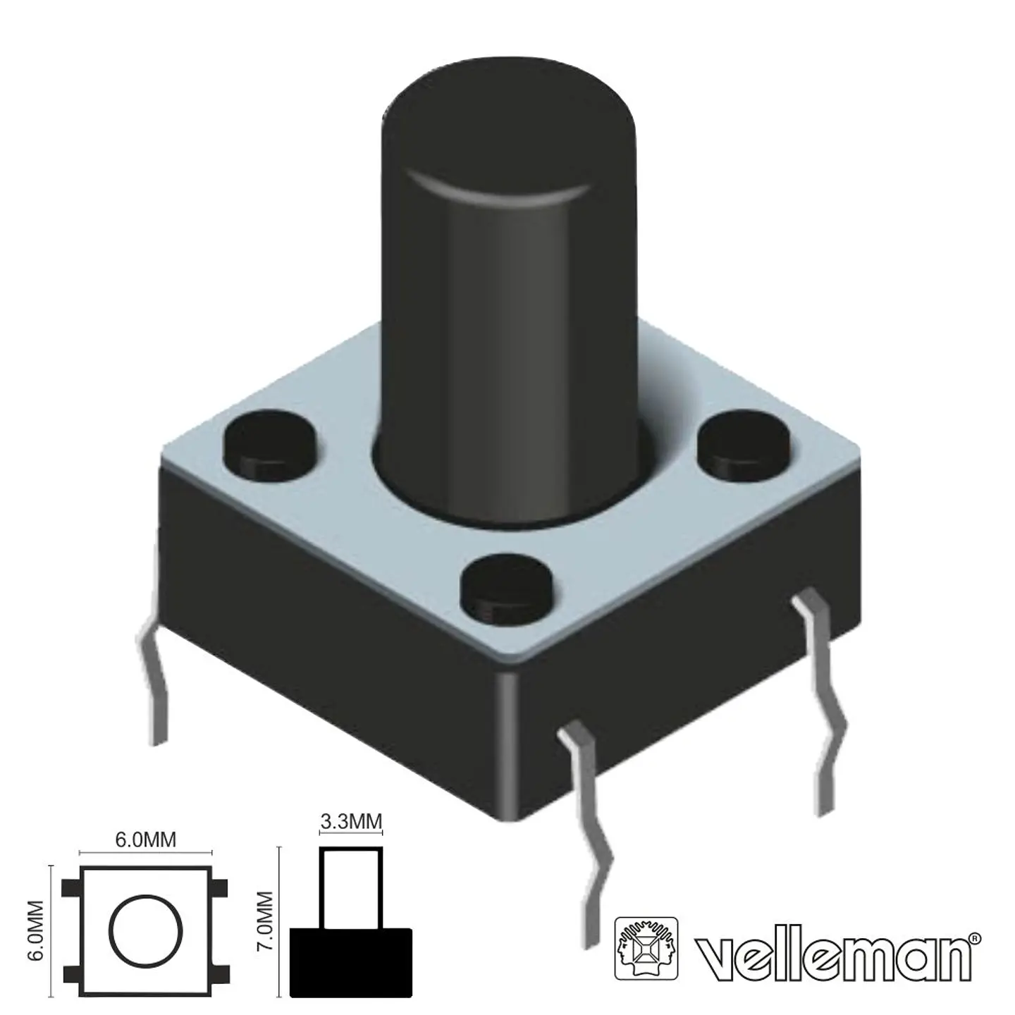 COMUTADOR MICRO SWITCH 6x6MM ALTURA 7MM VELLEMAN 1