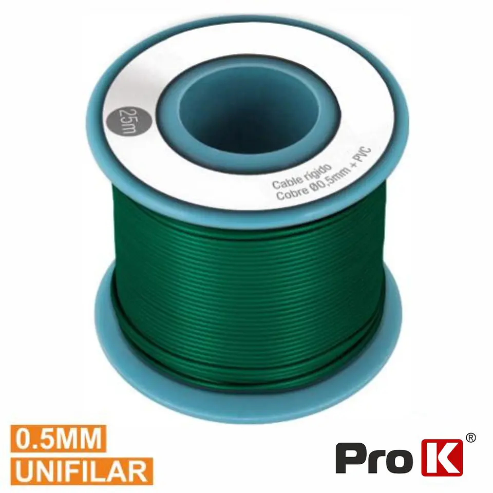 CABO UNIFILAR VERDE 0.5MM ROLO 25M PROK 1