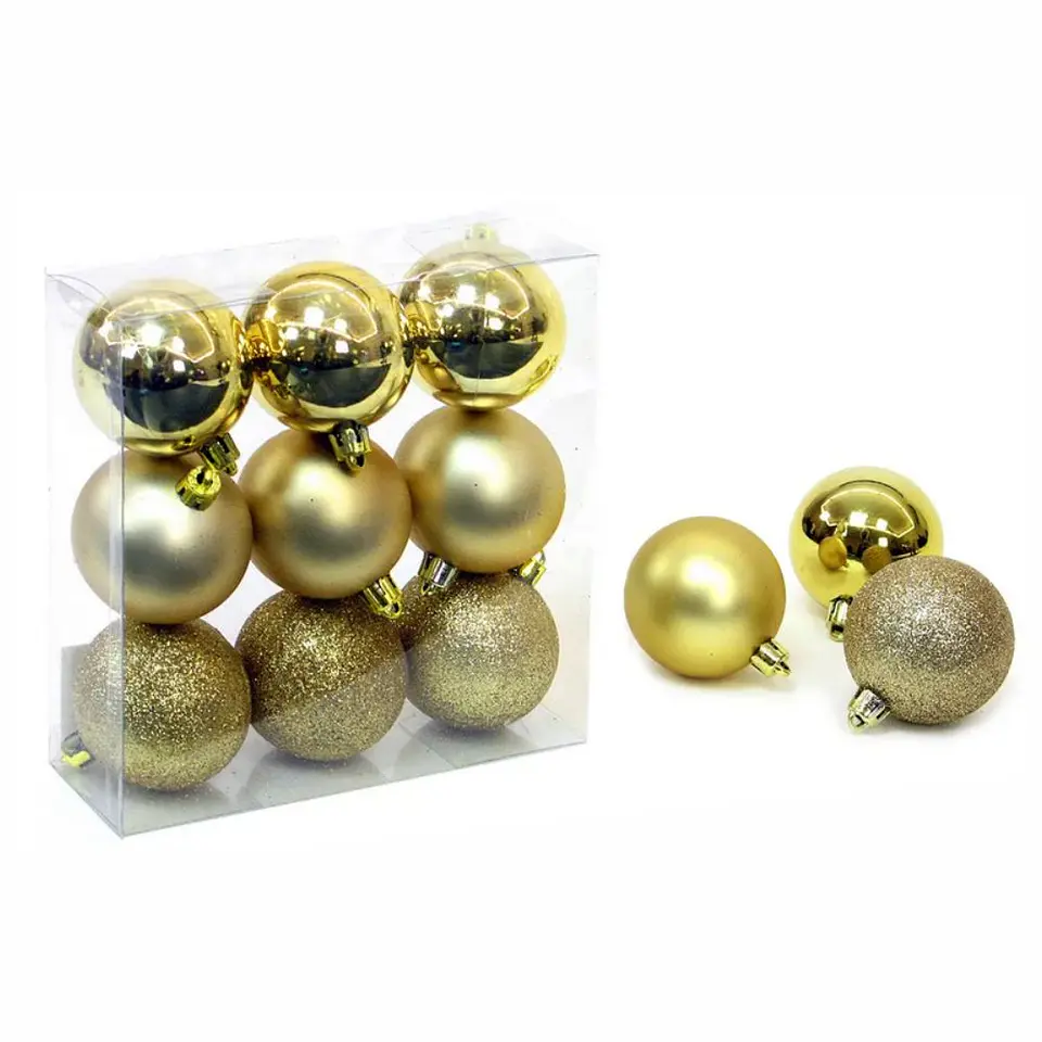 Conjunto 9 Bolas De Natal Douradas 1