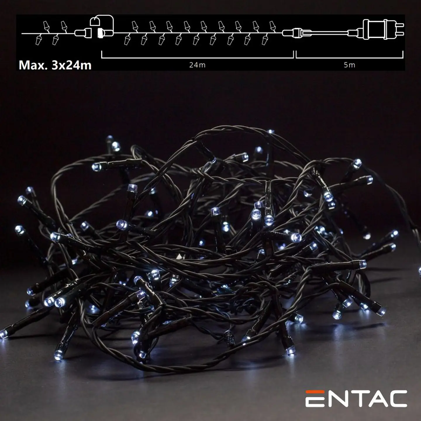 Grinalda 240 LEDs 6400K 24m C/ Alimentador ENTAC 1