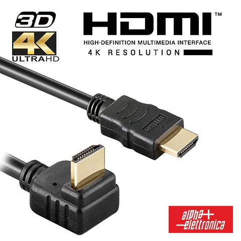 Cabo HDMI Dourado Macho / Macho 2.0 4K Preto 2m 270º ALPHA