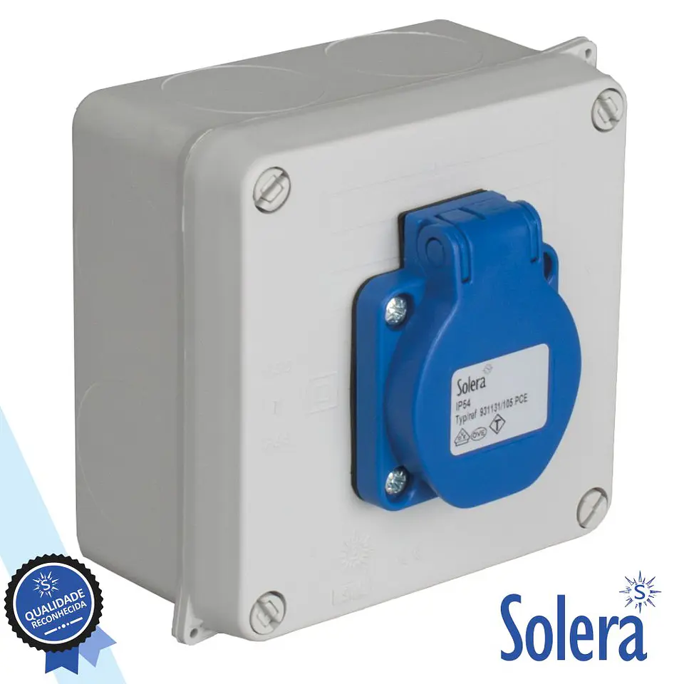 CAIXA PASSAGEM C/ FICHA SCHUKO IK07 IP65 SOLERA 1