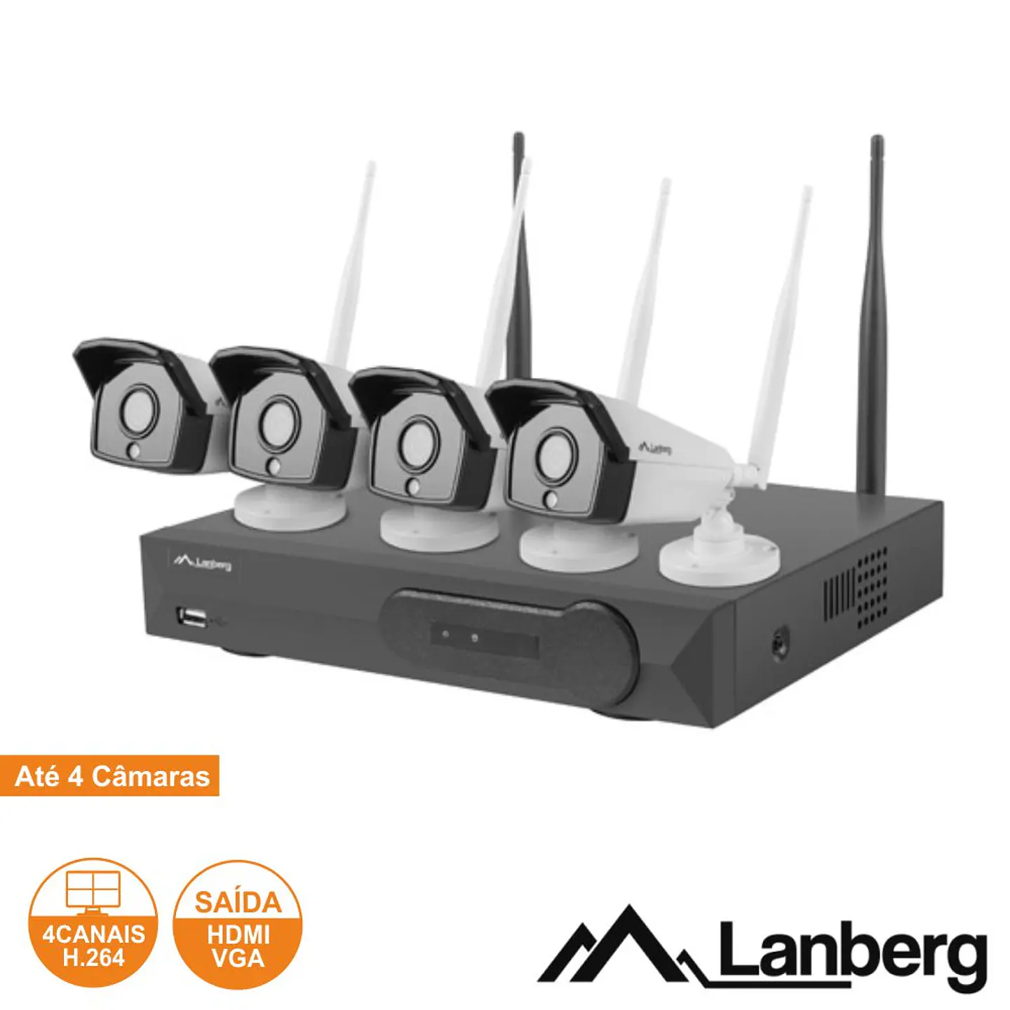 Pack Vigilância 4 Câmaras IP66 NVR WIFI c/Acessórios LANBERG 1