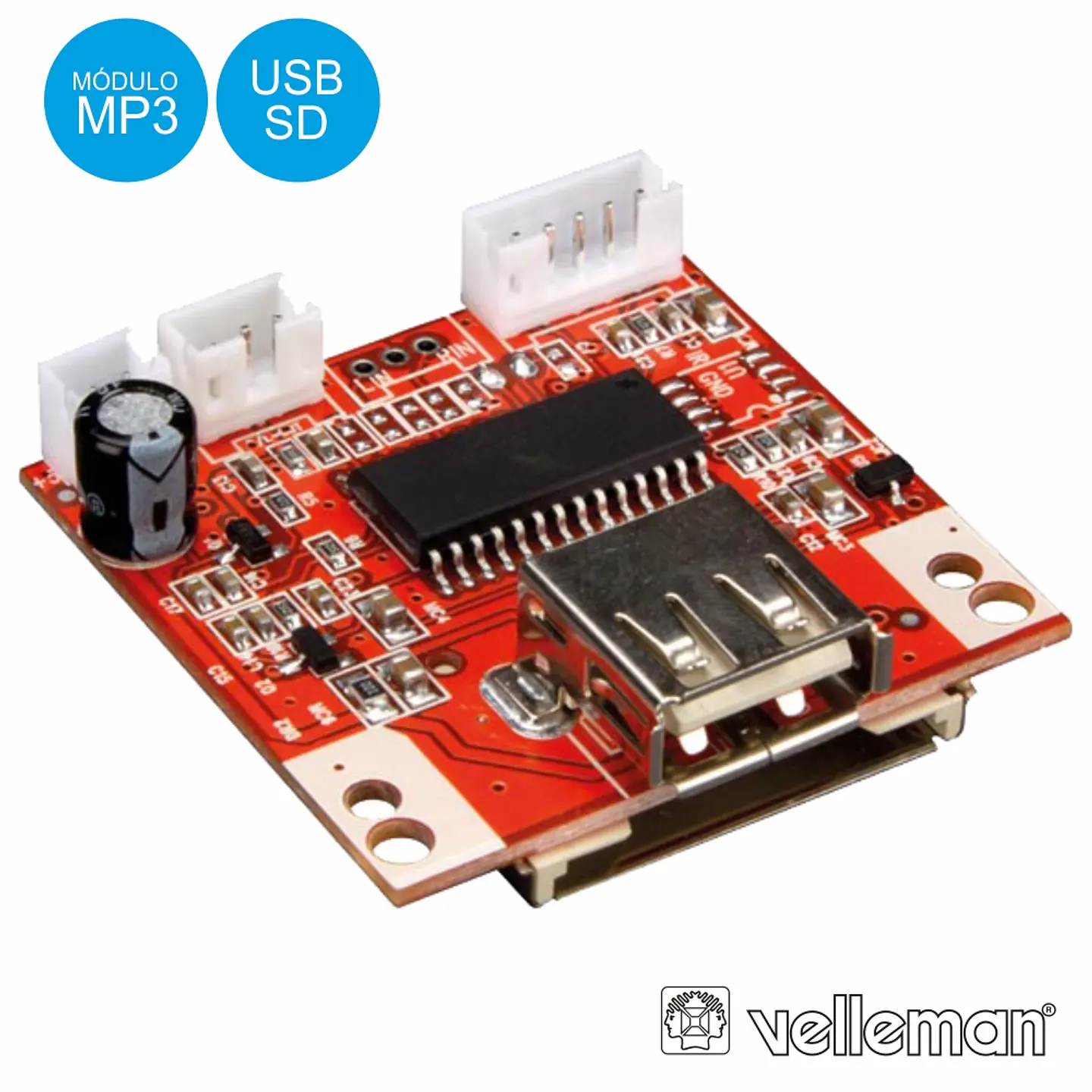 KIT MÓDULO MP3 C/ USB E SD VELLEMAN 1