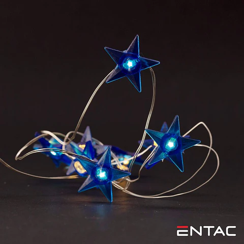 Grinalda 10 LEDs Estrela Arame 2xAA 1m ENTAC