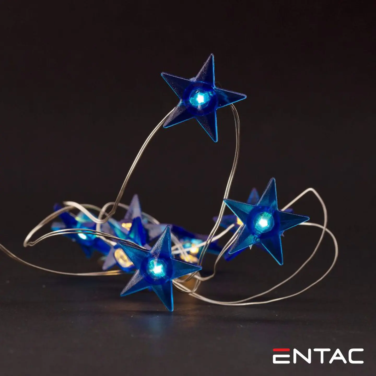 Grinalda 10 LEDs Estrela Arame 2xAA 1m ENTAC 1