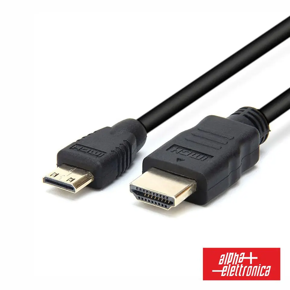 Cabo HDMI Dourado Macho / Mini HDMI Macho Preto 1.5m ALPHA 1