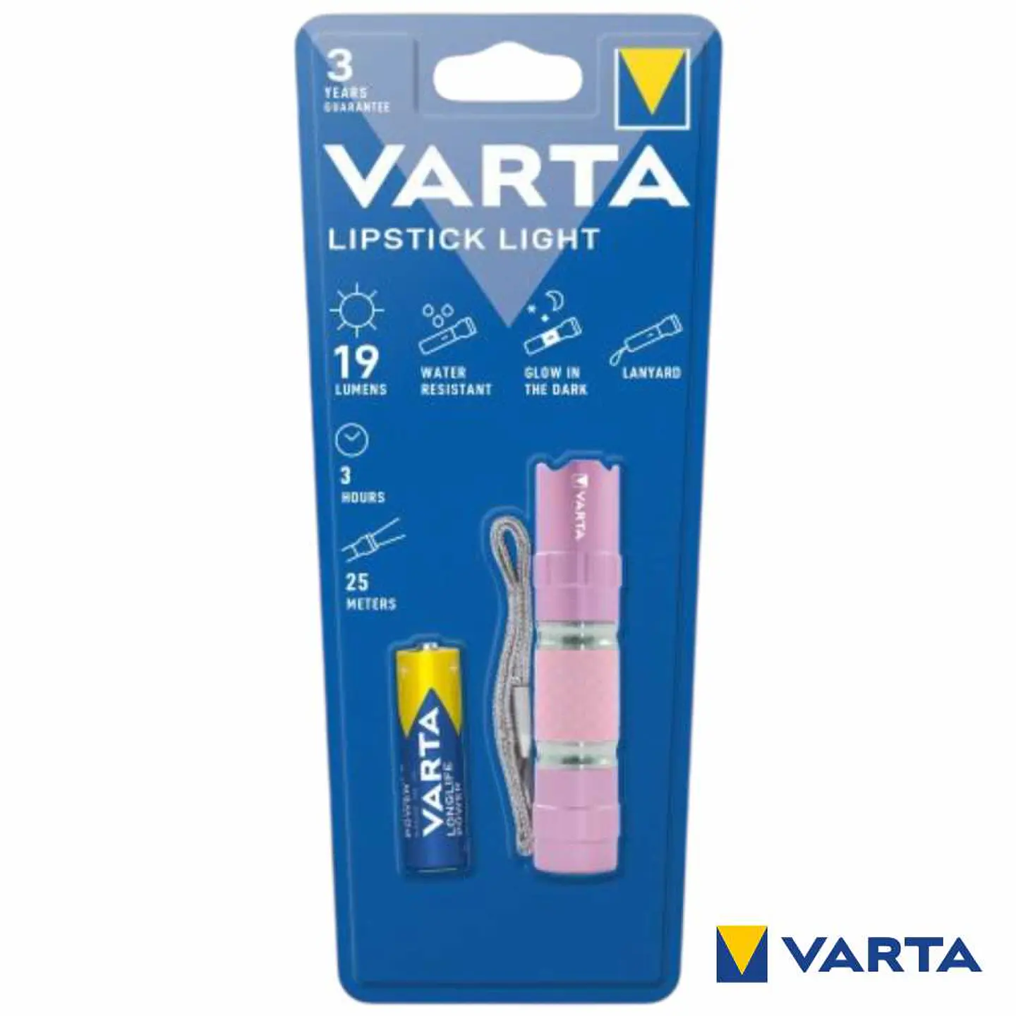 Lanterna De Bolso LED LIPSTICK LIGHT Rosa 1xAA VARTA 1