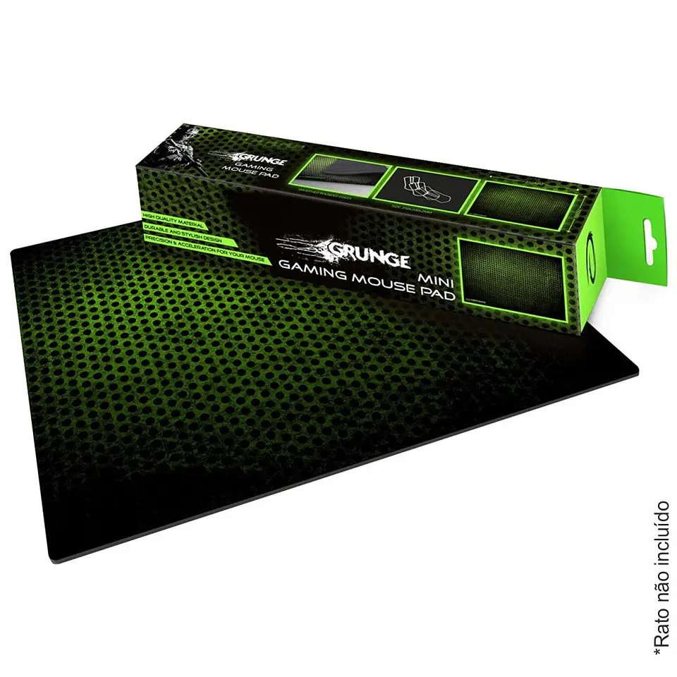 TAPETE P/ RATO GAMERS M 30X24 VERDE E PRETO 1