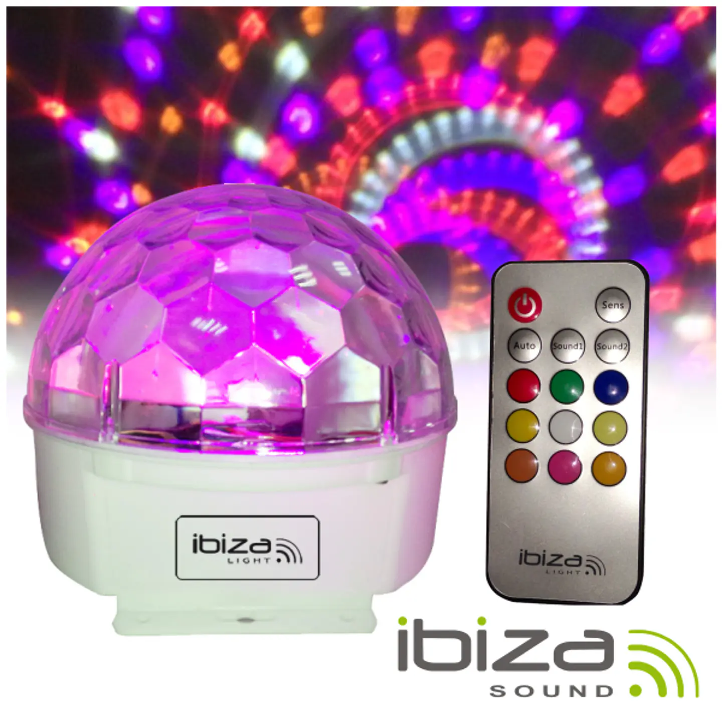 PROJETOR LUZ C/ 9 LEDS 12W RGBAW C/ COMANDO MIC IBIZA 1