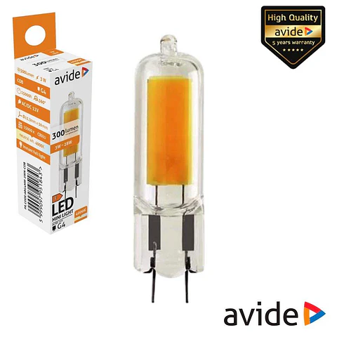 Lâmpada LED COB G4 3W 12V 4000K 300lm AVIDE