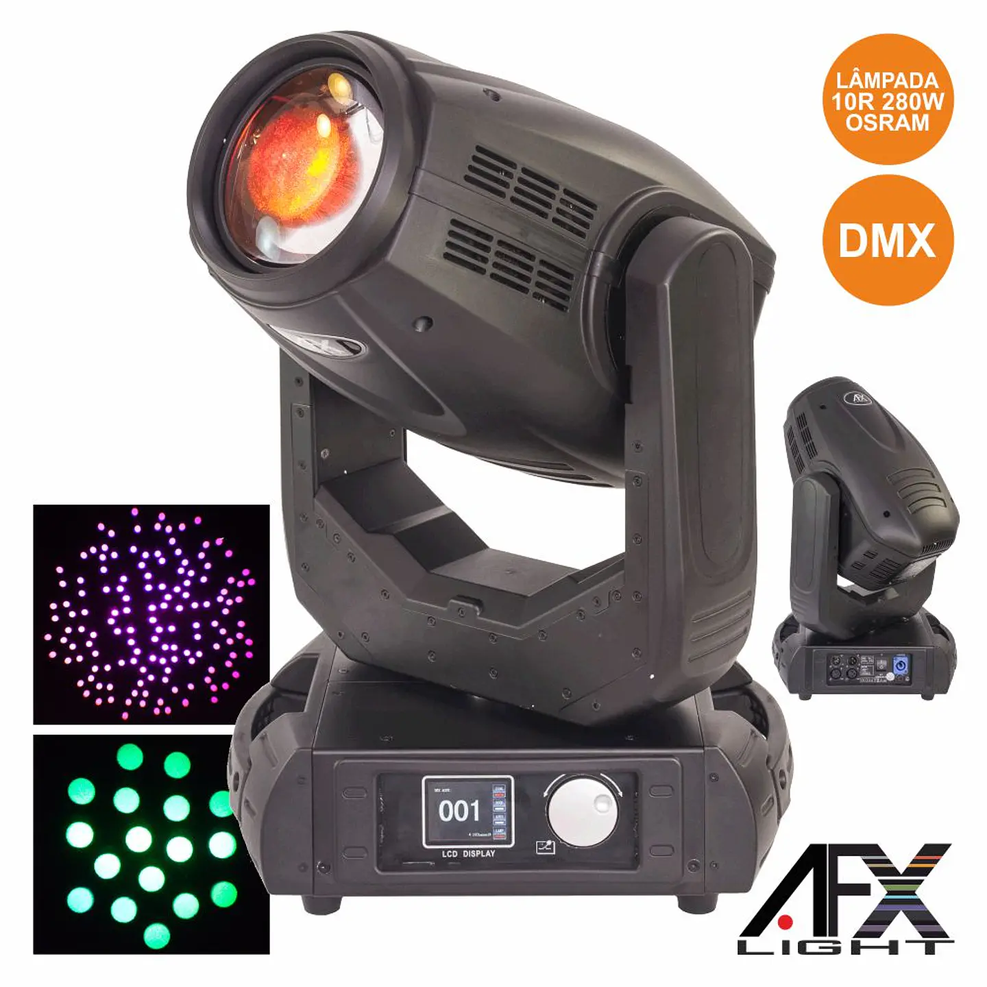 MOVING HEAD 280W 3 EM 1 BEAM/SPOT/WASH 10R DMX MIC AFXLIGHT 1