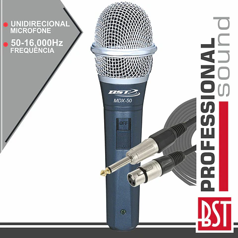 MICROFONE DINÂMICO UNIDIRECCIONAL C/ CABO 50HZ-16KHZ BST