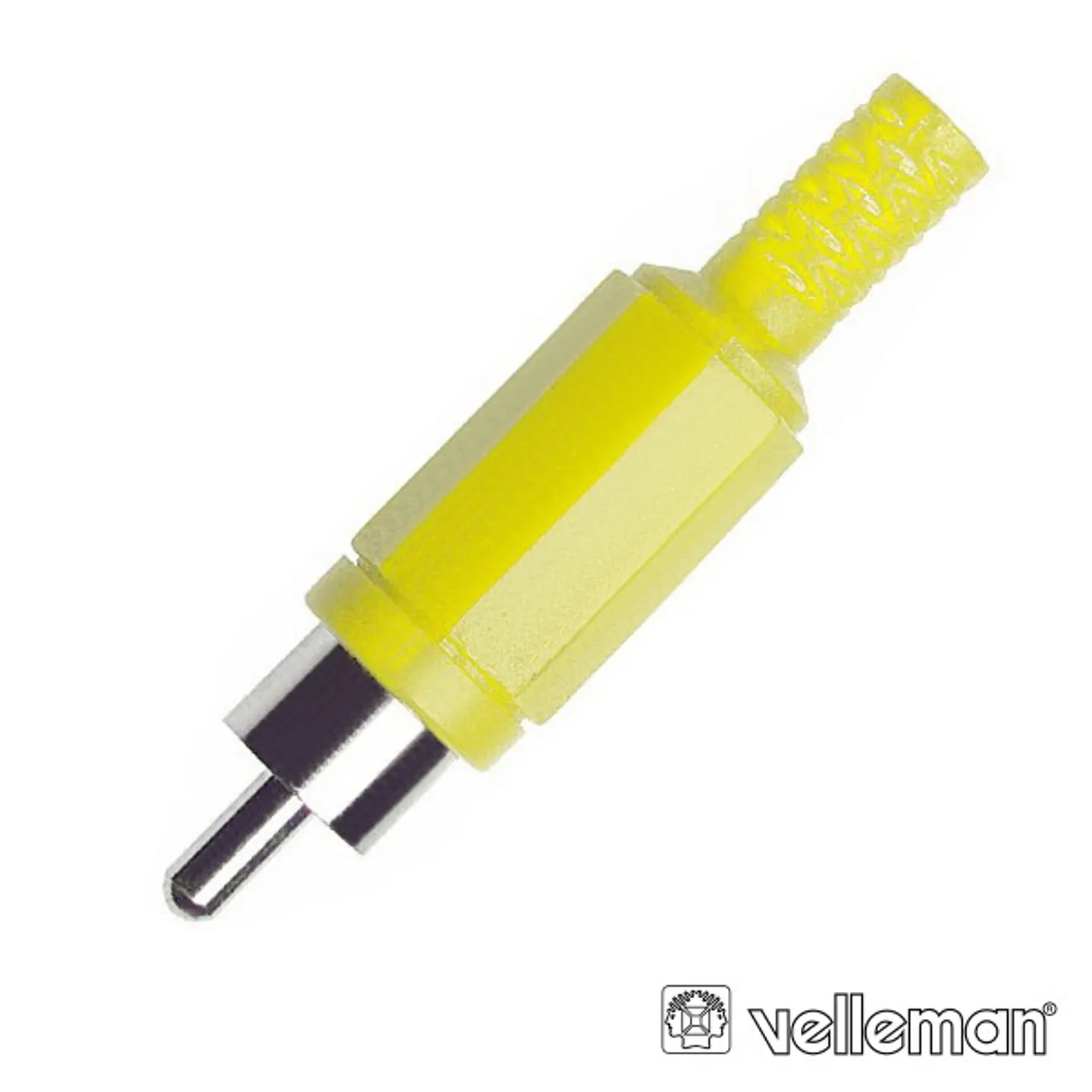 FICHA RCA MACHO AMARELA PVC C/ PROTEÇÃO DE CABO 1