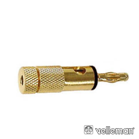 FICHA BANANA 4MM DOURADA PRETA