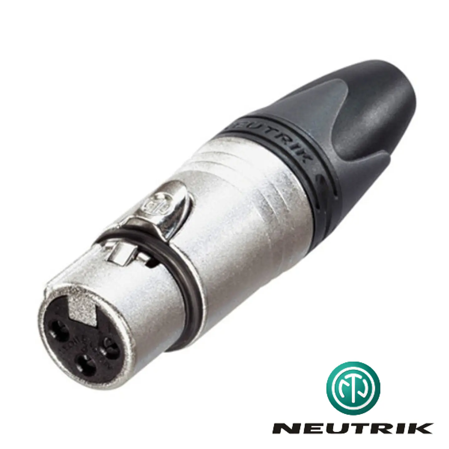 FICHA XLR 3P FÊMEA NIQUELADA C/ GUARDA CABO NEUTRIK 1