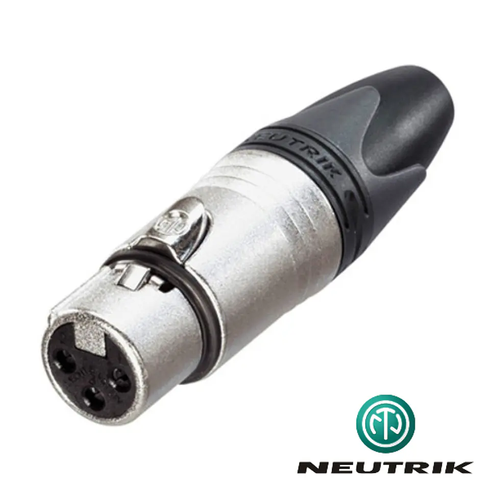 FICHA XLR 3P FÊMEA NIQUELADA C/ GUARDA CABO NEUTRIK 1