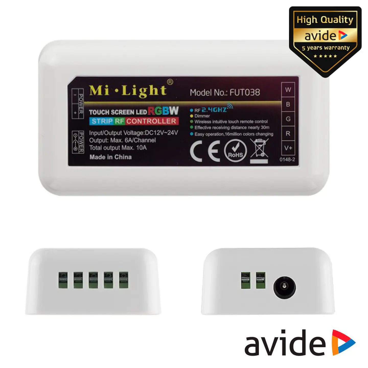 Controlador P/ Fita LEDS RGBW 12V 10A AVIDE 1