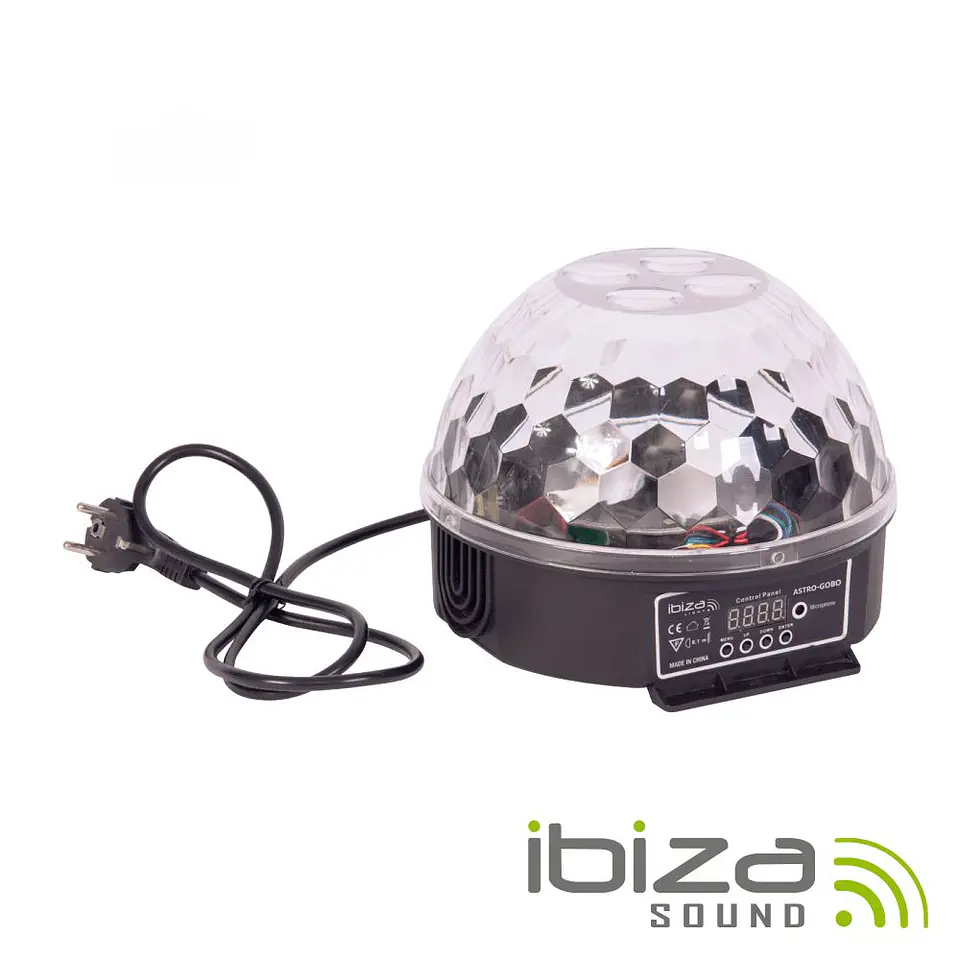 PROJETOR LUZ C/ 4 LEDS ASTRO E 4 LEDS GOBO RGBW DMX IBIZA 1