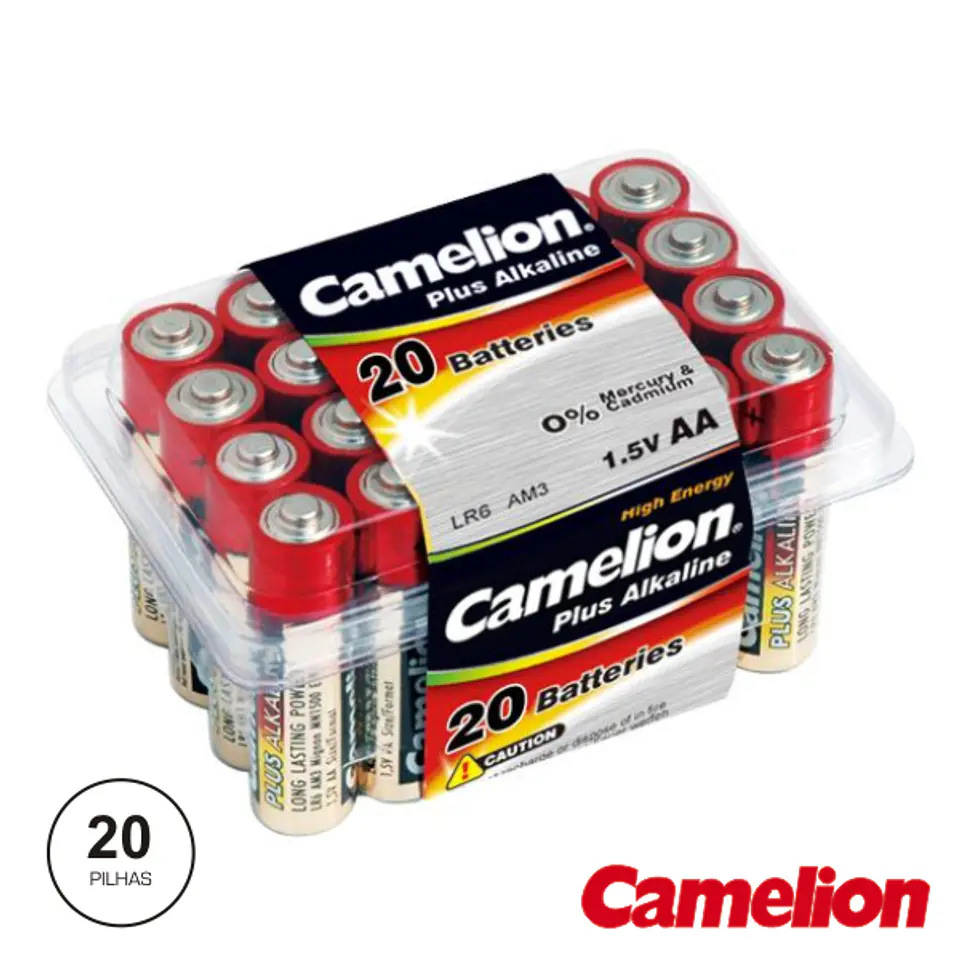 PILHA ALCALINA LR6/AA 1.5V 20X BLISTER CAMELION 1