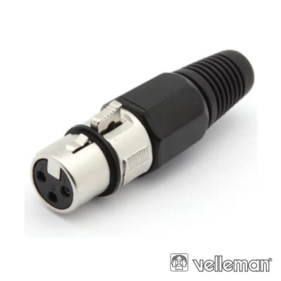 FICHA XLR 3P FÊMEA NIQUELADO C/ GUARDA CABO VELLEMAN 1