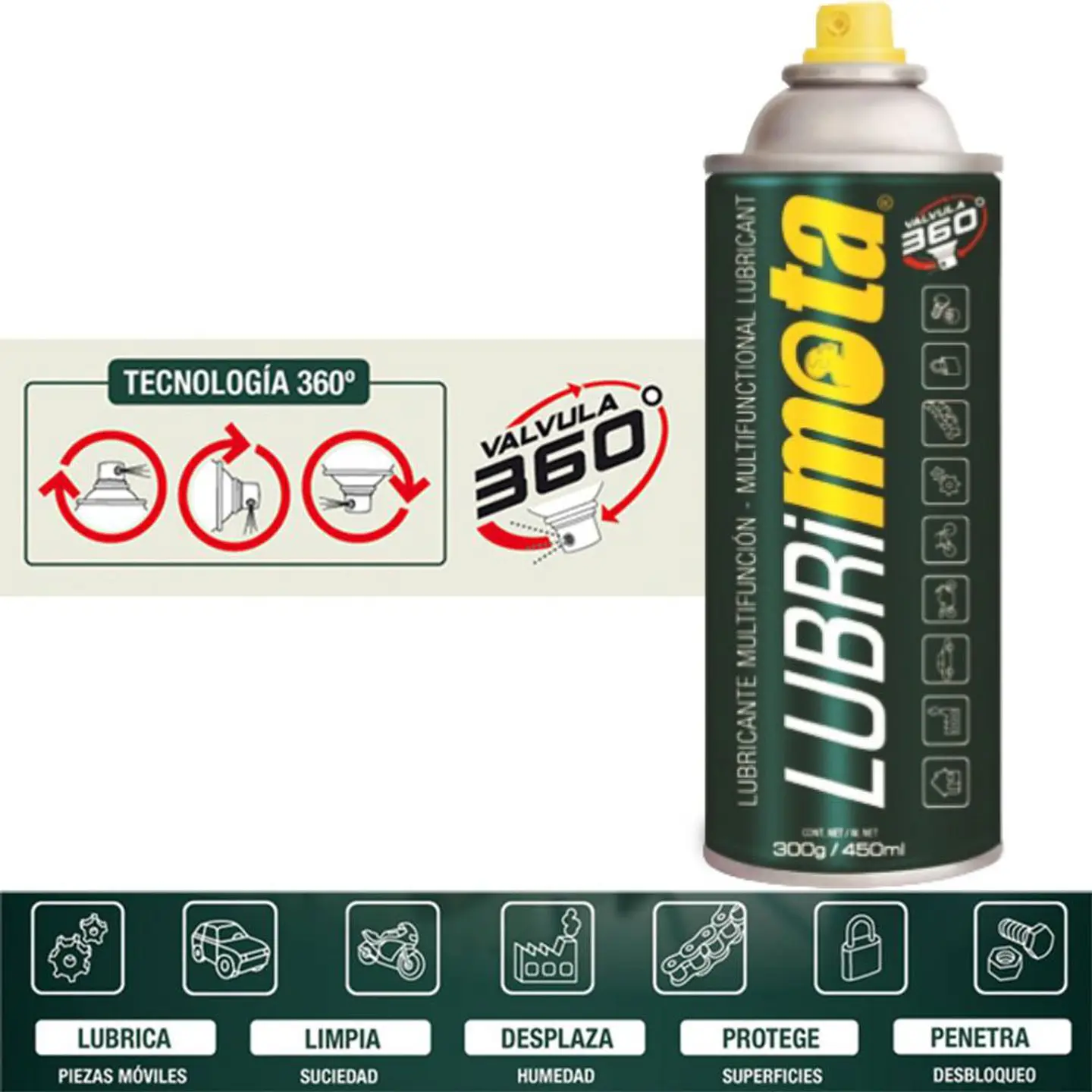 Spray Lubrificante Multifunções 450ml MOTA 1