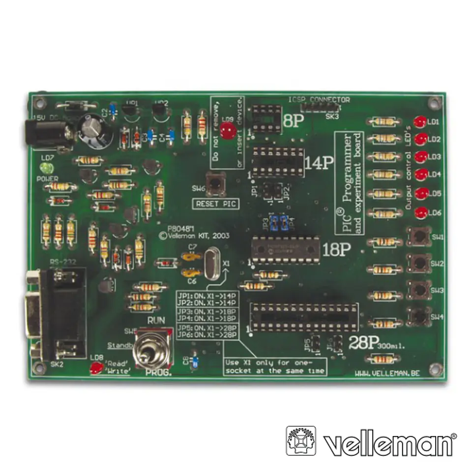 KIT PROGRAMADOR PIC C/ BOARD DE TESTES VELLEMAN 1