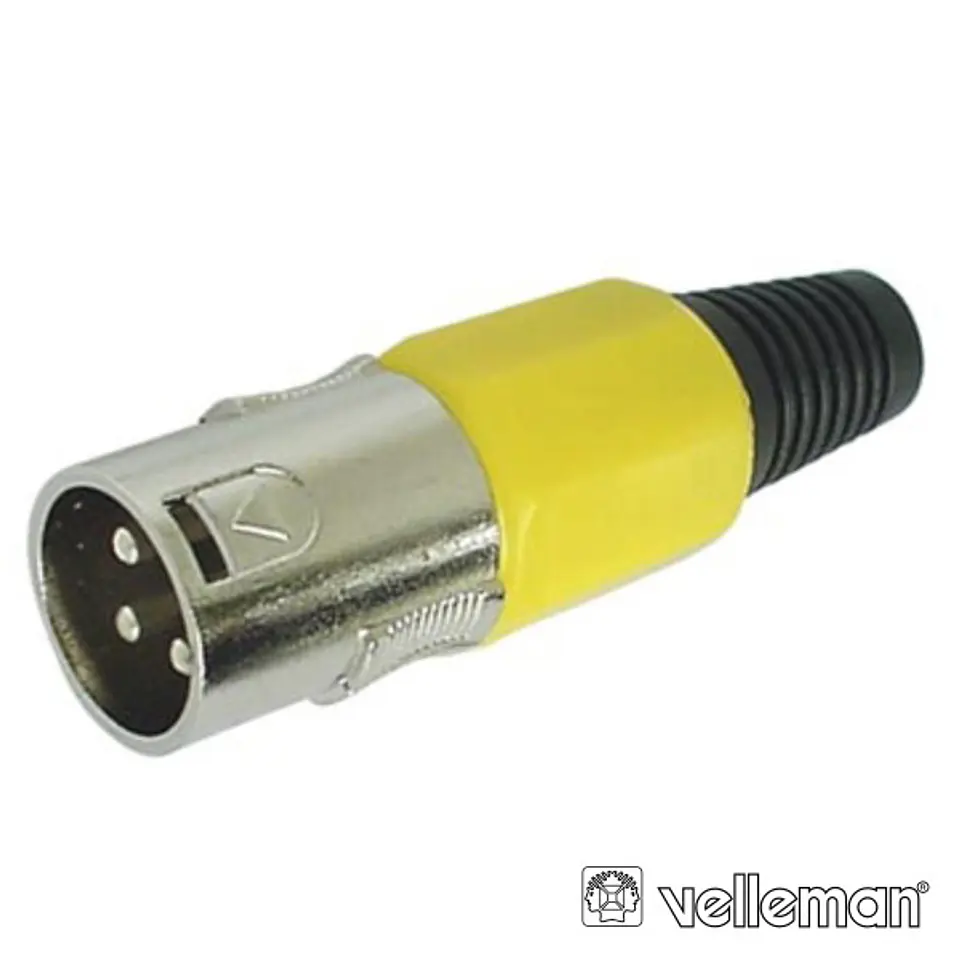 FICHA XLR 3P MACHO AMARELA C/ BLINDAGEM E BLOQUEIO 1