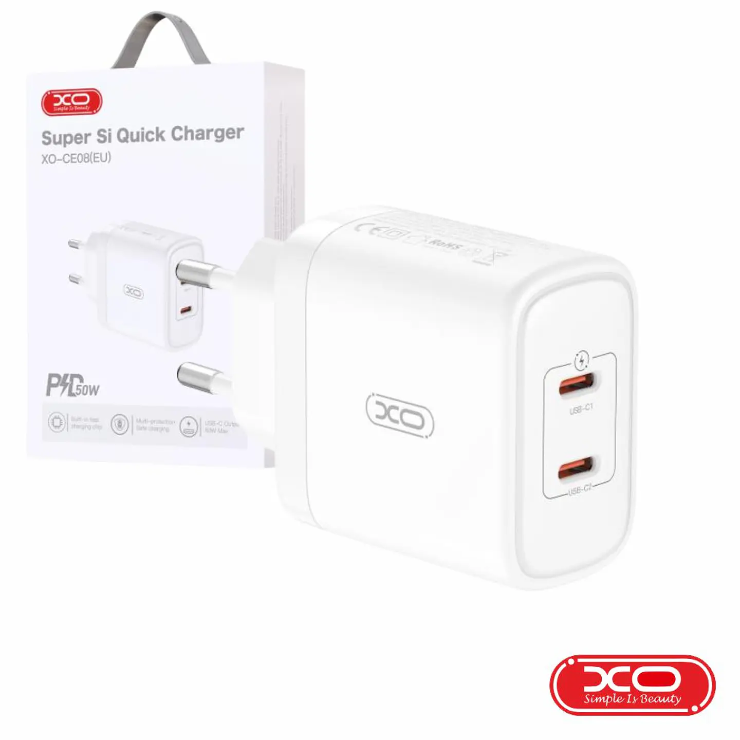 Alimentador 2 USB-C PD 50W Branco XO 1
