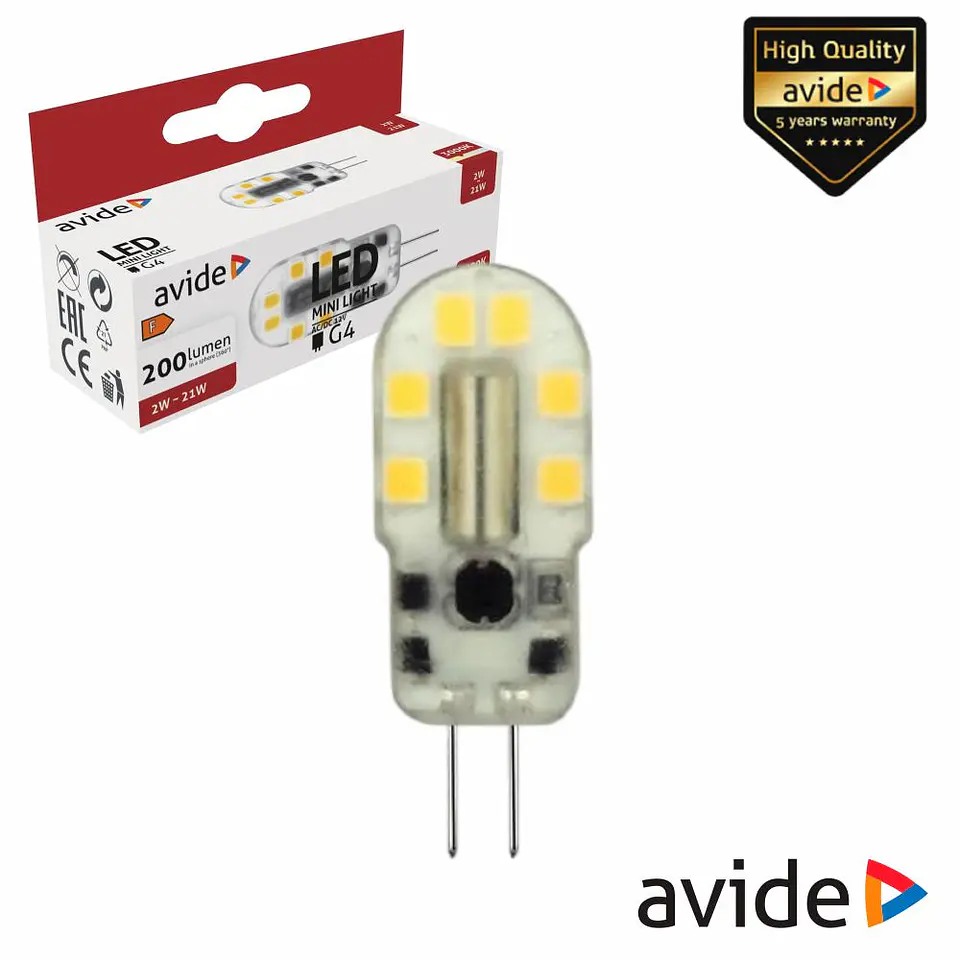 Lâmpada LED G4 2W 12V 3000K 200lm AVIDE 1