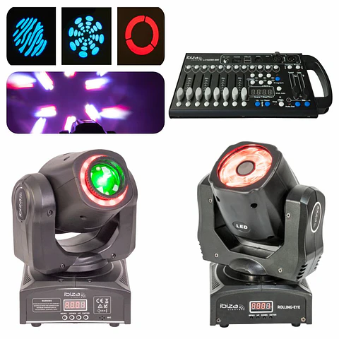 Moving Head 55W Moving Head 6x12W e Controlador DMX 192