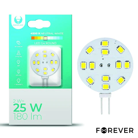 Lâmpada G4 2W 12V Redonda 4500K 180lm