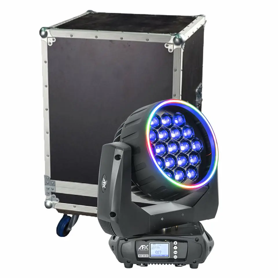 Moving Head 19x40W RGB DMX Mic Wash Zoom C/ Mala AFXLIGHT 1