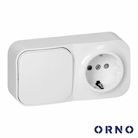 Tomada Elétrica 1x Schuko C/ Interruptor Superfície ORNO