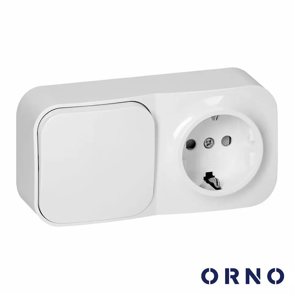 Tomada Elétrica 1x Schuko C/ Interruptor Superfície ORNO 1