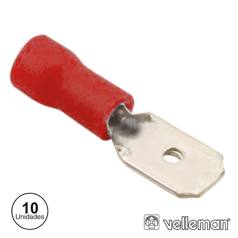TERMINAL FASTON MACHO ISOLADO 4.8MM 10X VERMELHO
