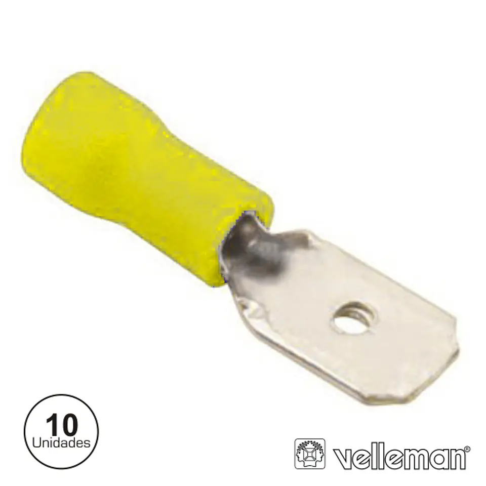 TERMINAL FASTON MACHO ISOLADO 6.4MM 10X AMARELO VELLEMAN 1