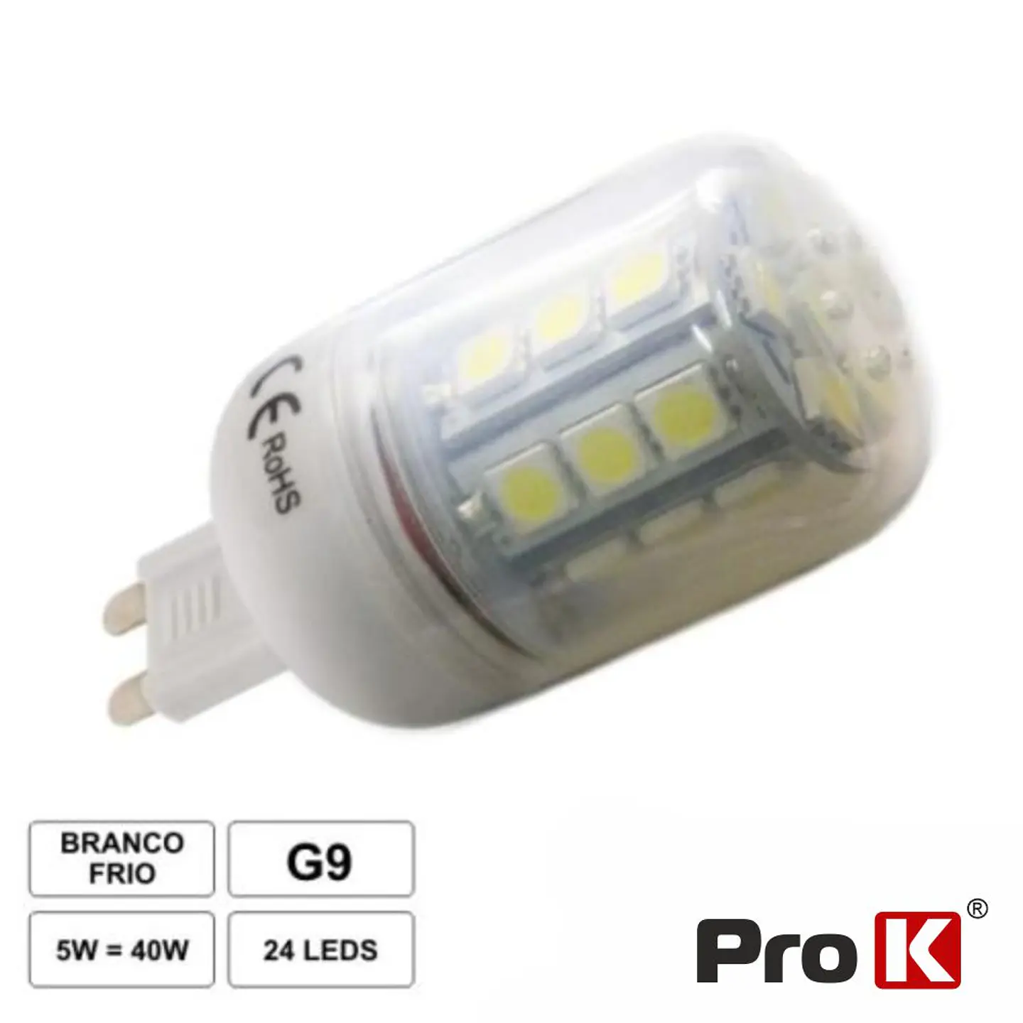 LÂMPADA G9 5W 12V 24 LEDS SMD 5050 BRANCO QUENTE 1