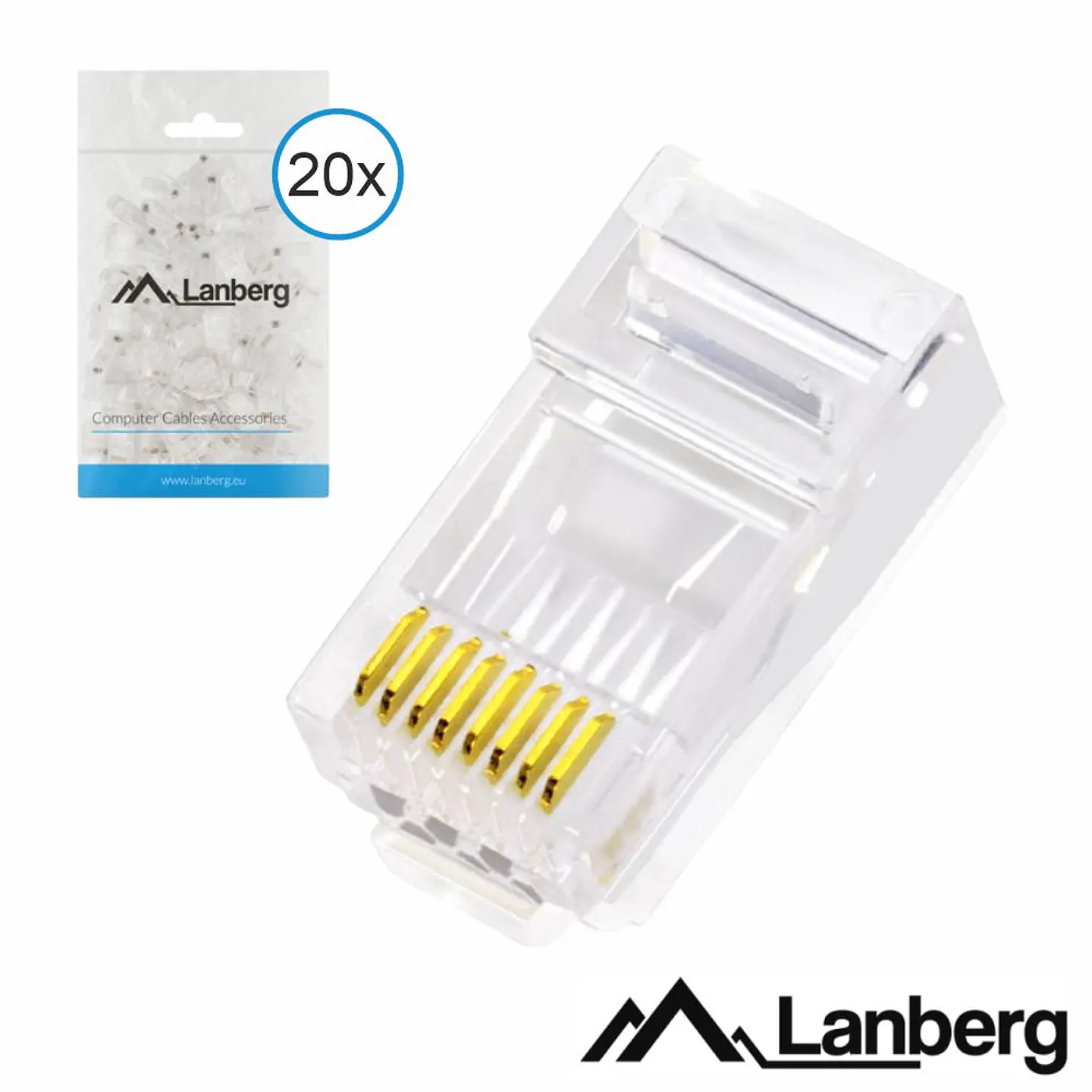 Ficha RJ45 Modular 8p8c CAT6 Passante 20PCS LANBERG 1