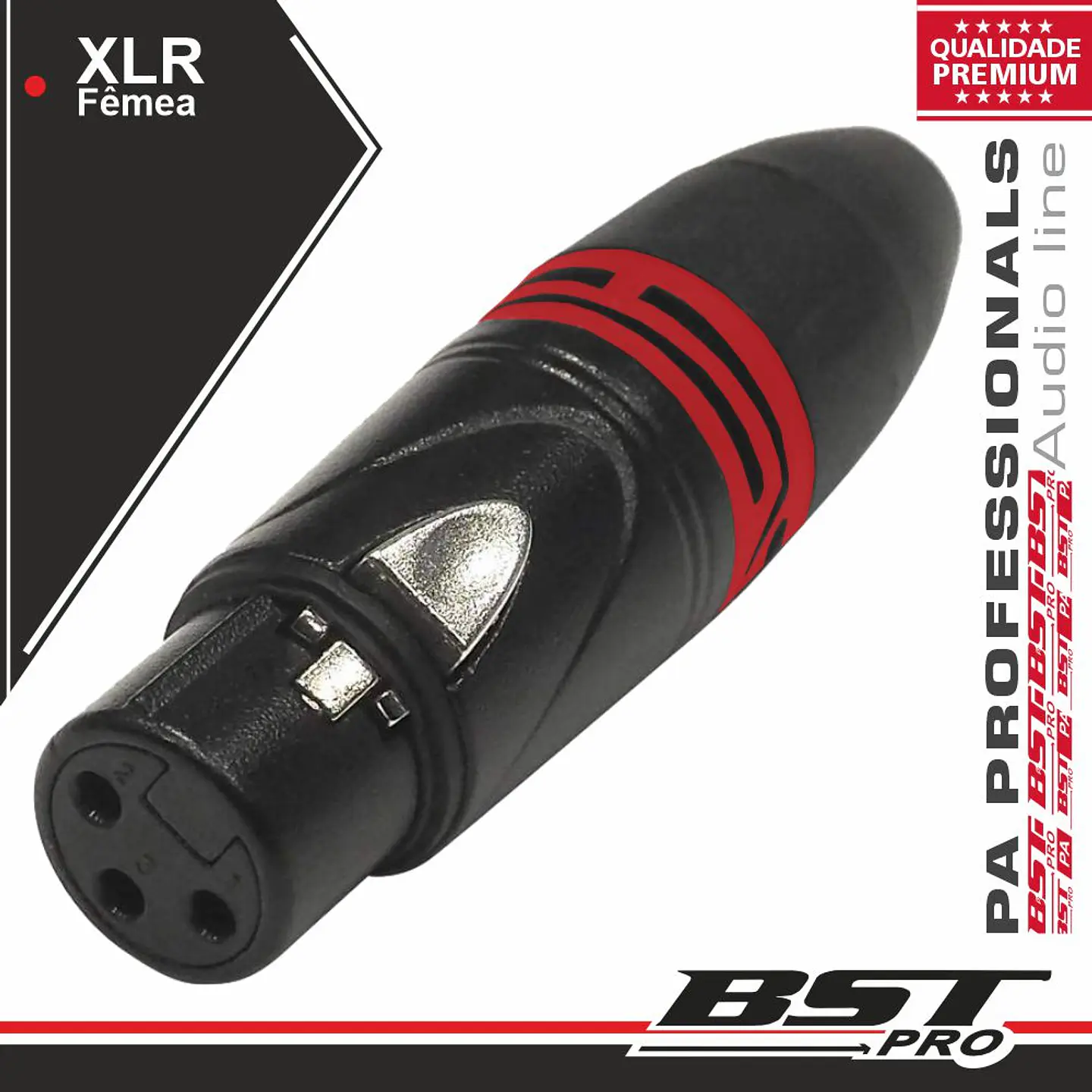 FICHA XLR 3P FÊMEA NIQUELADO BSTPRO 1