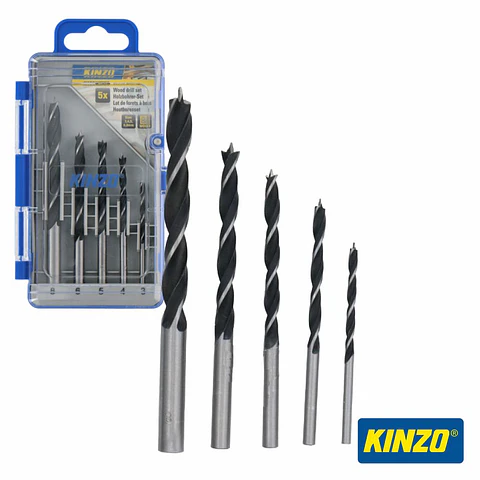 Conjunto de 5 Brocas P/ Madeira Ø3.0/4.0/5.0/6.0/8.0mm KINZO