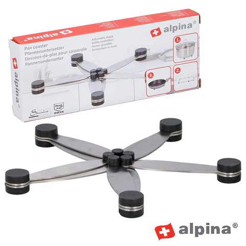 BASE EM INOX P/ TACHOS C/ PÉS BORRACHA ALPINA