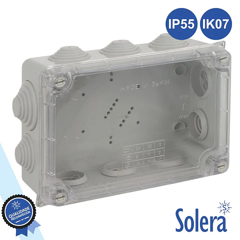CAIXA DE PASSAGEM ESTANQUE C/ 10 CONES 153x110x65MM SOLERA