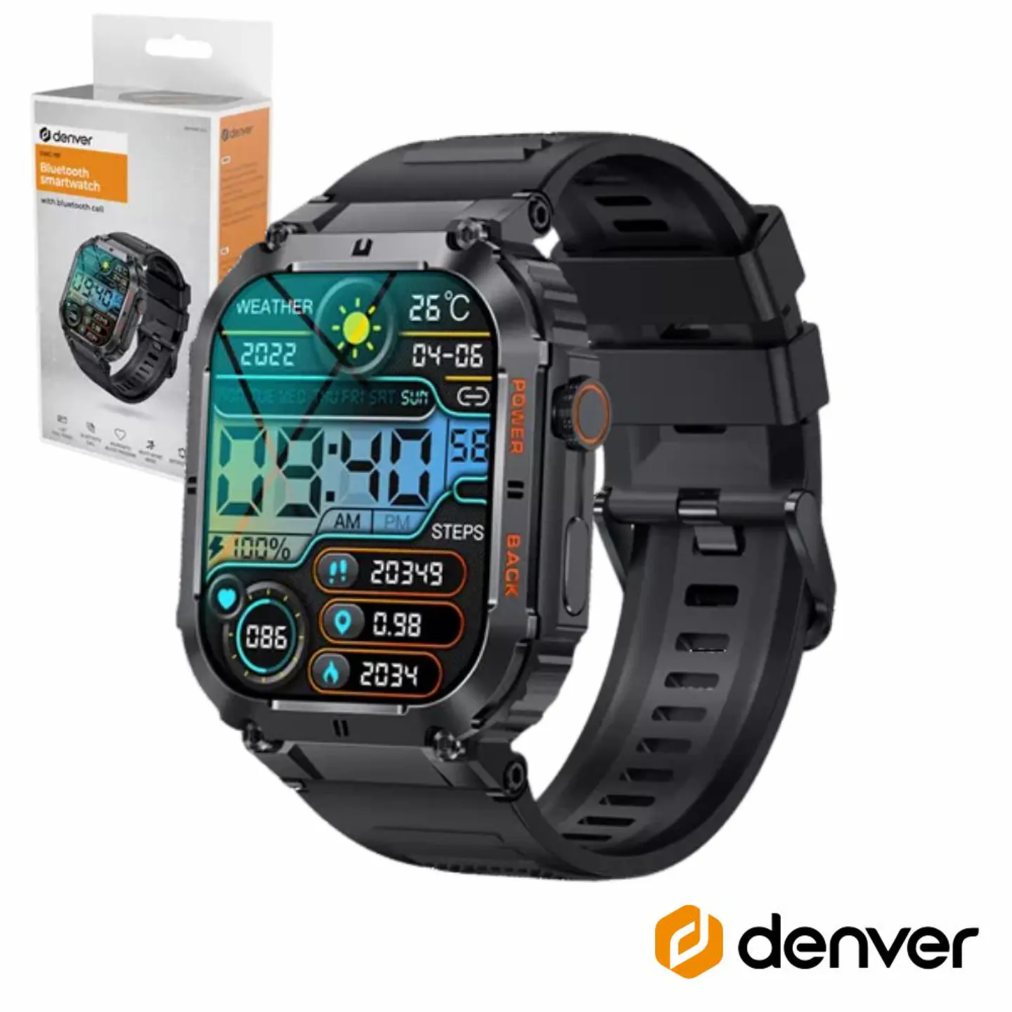 SmartWatch P/ Android iOS Preto DENVER 1