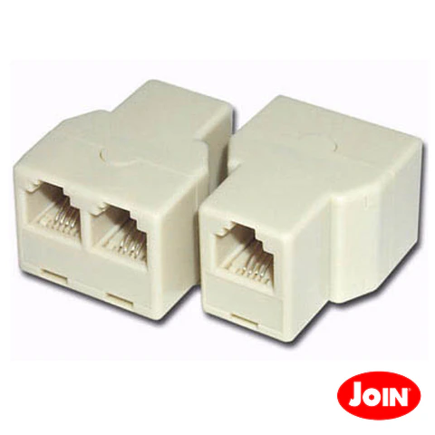 ADAPTADOR DE TELEFONE 6P4C 1 FÊMEA / 2 FÊMEA