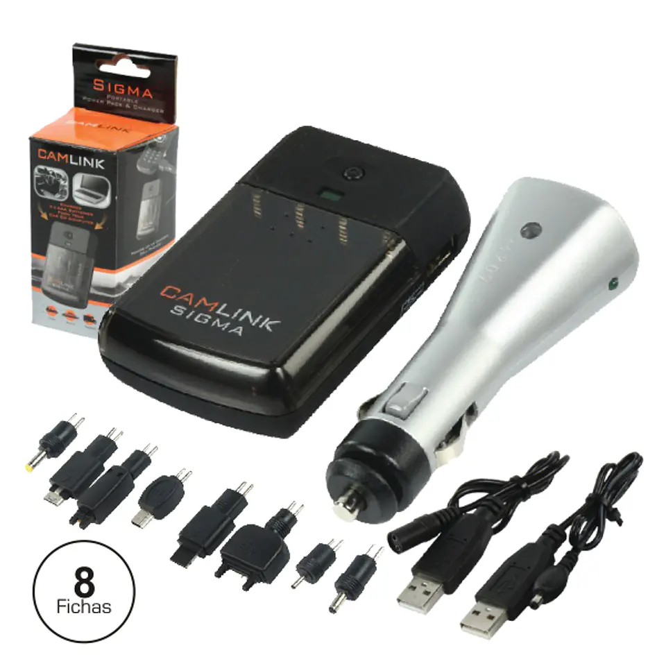 CARREGADOR DE BATERIAS NI-MH AAA + 8 ADAP TELEMÓVEL + USB 1