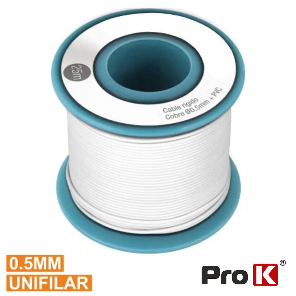 CABO UNIFILAR BRANCO 0.5MM ROLO 25M PROK 1