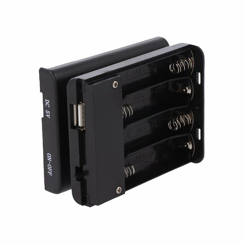 Suporte P/ 4 Pilhas AA C/ Tampa Interruptor e USB-A Fêmea
