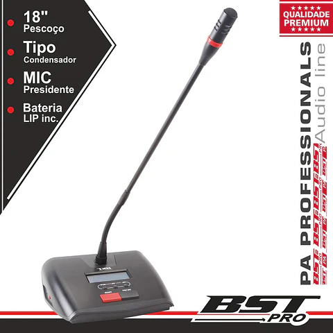 MICROFONE CONDENSADOR PRESIDENTE P/ CONFERÊNCIA AJUSTÁVEL